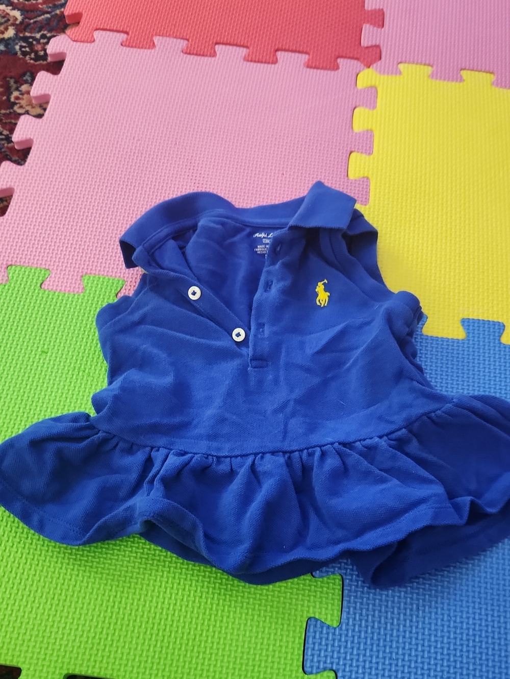 Ralph Lauren Royal Blue Sleeveless Polo Dress with Yellow Pony